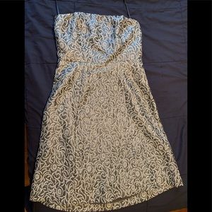 The Limited silver metallic strapless dress